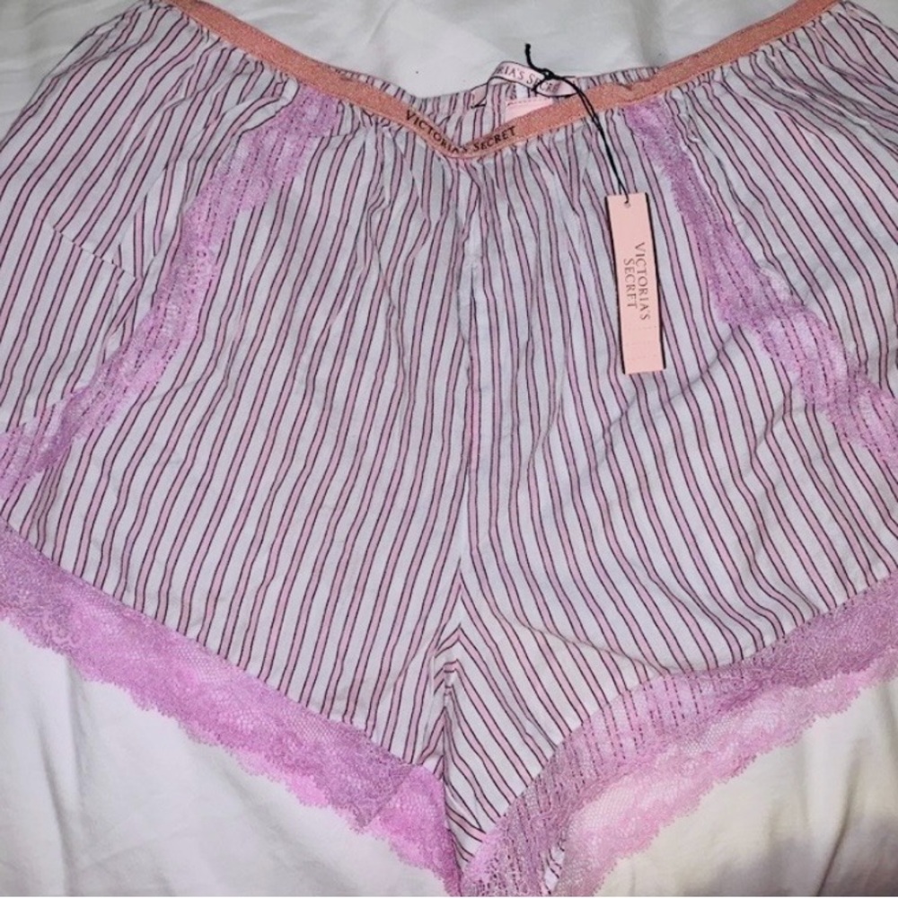 Victoria's Secret Pink and White Striped Lace Shorts